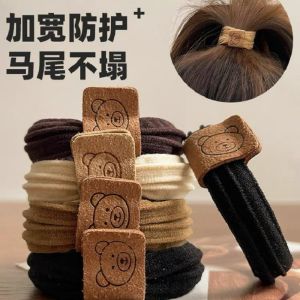 ยางรัดผมทรงหมีสั้นแบบยืดหยุ่นสูง ไม่มีรอยต่อ ทนทาน สำหรับผู้หญิง รัดผมสูง ประดับผม ยางรัดผมแบบสวม