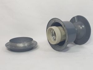 Chân đuôi đèn sứ E27 chống cháy có vòng răng để bắt chóa đèn