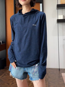 UYFY | Loose Fit Casual Style Embroidered Hoodie Base Shirt Womens Plus Size Top In Dark Blue For Autumn Season New Arrival