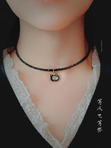 สร้อยคอรูปแมวคริสตัลดำทองชุบทอง 14K โซ่กระดูกไหปลาร้าเล็กสำหรับผู้หญิง เครื่องประดับแฟชั่นฤดูร้อน สไตล์เกาหลี