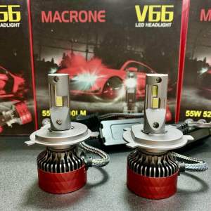 Lampu led mobil Toyota Honda Daihatsu Mitsubishi Suzuki H4 LED MACRONE V66 55W 5200LM Garansi 1tahun