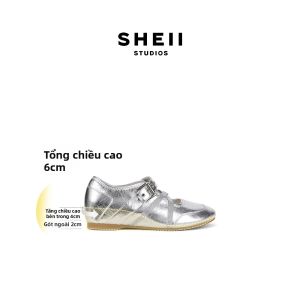 SHÉII | Giày Mary Jane Nâng Cao 6cm Gót Dây Chéo Thể Thao Thư Giãn