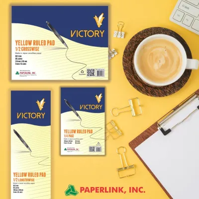 Victory YELLOW quiz pad (1/4 1/2 crosswise 1/2 lengthwise)