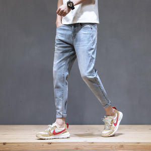 Slim Fit Small Version Mens Jeans Cotton Stretch Fabric Spring Summer Style Nine-Piece Pants Casual Slim Leggings
