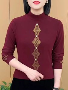 Double-Sided Dralon Half Turtleneck Bottoming Shirt Female 2024 New Arrival Fall and Winter Keep Warm Inner Match Hot Drilling Casual Fashionable Long Sleeve