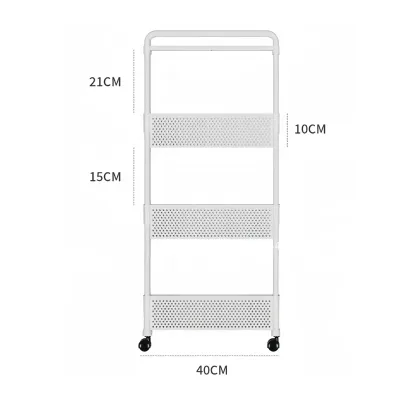 Mobile Shelf with Wheels Narrow Gap Trolley Multi-Layers Storage Rack Kitchen Bathroom 2/3/4 Tiers Storage Trolley Rolling Cart