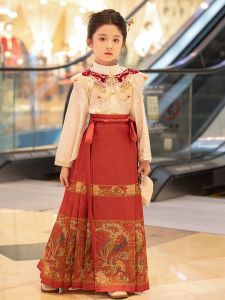 Spring Autumn Set Child Hanfu Tang Costume Girls Midi Skirt Traditional Style Ages 3-14 Years Old Kids Fashion Cultural Clothing