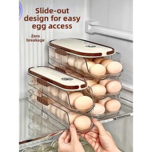 Refrigerator Safe Food Grade Egg Organizer Side Door Auto Replenish Storage Box