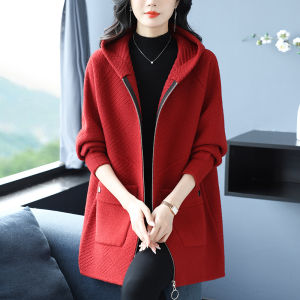 Fall and Winter Chubby Girl plus Sizes Loose Woolen Coat Middle-Aged and Elderly Women Extra Large Size Mid Length Long Length Ladieswear Hooded Cashmere Outwear