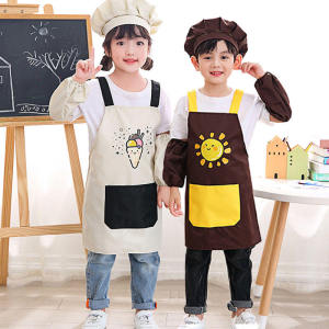 3PCS Kids Cartoon Apron Waterproof Painting Cooking Apron Adjustable Bib Apron Gift for Kids