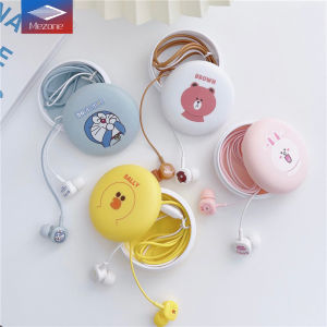 Mezone Lovely Creative Earphone 3.5mm Plug Wired In-ear Headphones With Mic Cute Cony Brown Cartoon Headphones in-Ear Earphones Earbuds