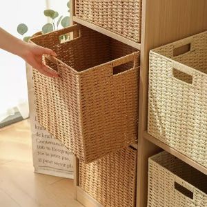 Retro Style Woven Storage Basket Customizable Household Use Basket for Snacks Toys Clothes Vintage Japanese Style Basket
