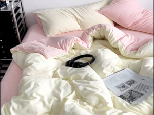 ACORN 1200TC 4-Piece Bedding Set 100% Cotton Solid Color All Size Light Luxury Bedsheet Set Soft Fitted Sheet Washable Anti-Bacterial Anti-Dust Mite