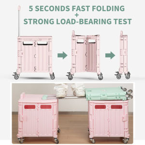 (HOME+) 65L Foldable Shopping Large Utility Handy Cart / Foldable Trolley with 360 Wheel Collapsible