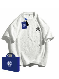 เสื้อยืดแขนสั้นผ้าฝ้ายแท้แฟชั่นสําหรับผู้ชายฤดูร้อนหลวมพอดีพิมพ์อินเทรนด์เสื้อครึ่งแขนโอเวอร์ไซส์