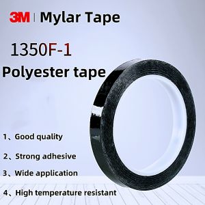 3M1350F-1 Black Mylar Tape Single Side Adhesive Mylar Tape Polyester Film Electrical Insulation High Adhesion Battery Capacitor Transformer Insulation Coil Binding Tape Insulation Mylar High Temperature Tape