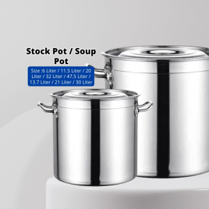 YU Ready Stock 20cm - 50cm High Quality Stainless Steel Stock Pot / Soup Pot / Storage Pot / Cooking Pot / Periuk Kuah / Kari
