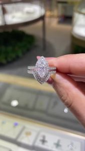 Pretty Beauty 2CT Marquise Cut Moissanite Engagement Ring Wedding Band Stackable Ring Set for Women 925 Silver Fine Jewelry Gift