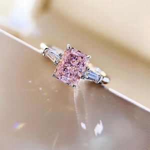 Huitan AAA Pink Cubic Zirconia Finger Rings for Women Wedding Engagement Party Rings Good Quality Fashion Jewelry Drop Shipping