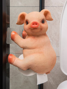 Cute Pig Creative Tissue Holder Wall Hanging Toilet Paper Extraction a Toilet Paper Holder For Home Roll Holder Bathroom Waterproof Toilet Paper Holder
