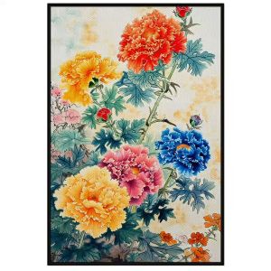 Tranh thủy mạc Hoa Cẩm Chướng. Tranh treo tường dán tường Canvas. CGI-243