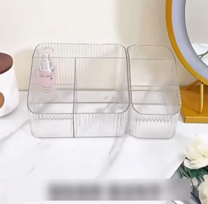 Organizer Kosmetik Rak Make Up Transparan 4 Sekat 3 Sekat / Tempat Remote AC TV HP Desk Storage / Rak Sekat Kotak Penyimpanan Barang Kecil / Rak Penyimpanan Pensil Pulpen Lipstik