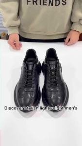 Mens Full Grain Leather Sneakers Durable Outdoor Walking Shoes Designer Casual Style
