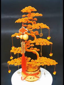 Golden Wealth Tree Ornament Home Feng Shui Decoration Handmade Weaving Gift Attraction for Wealth Desk Decoration Plant