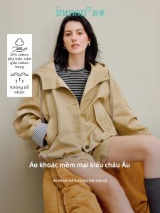 INMAN | Áo Khoác Nữ Ngoài Trời Dày Thiết Kế Sọc Có Mũ