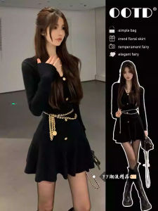 Váy Ngắn Ôm Vừa Vặn Gợi Cảm Mùa Đông 2025 Váy Ngắn Phong Cách Little Fragrance Cho Nữ Váy Ngắn Chữ a Dài Tay Thường Ngày