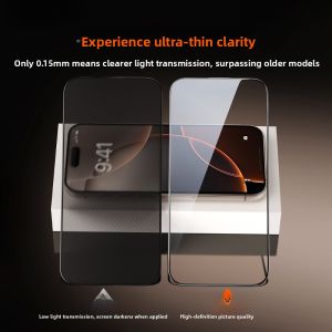 Ultra-Thin 0.15mm Privacy Screen Protector for iPhone 17 pro Max And Apple 16 pro Full Screen Coverage Tempered Glass Film