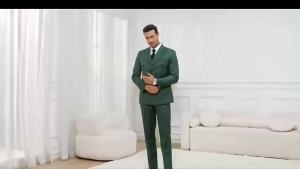 New Style 2 PCS Mens Wedding Tuxedos Peak Lapel Double Breasted Blazer And Pants Formal Groom Wear Casual Party Prom Suits Set