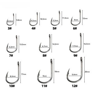 Carbon Steel Fishing Hooks Sharp Silver Circle Barbed Jig 3#-12# Portable Lure Bait Tackle Box of 50-1600pcs for Pesca