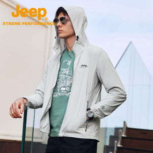 Jeep | Jeep Official Mens Breathable Outdoor Sports Windbreaker UV Protection Clothing UPF50+ Spring Summer Lightweight Nylon Jacket