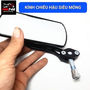 Gương Kính chiếu hậu SIÊU MỎNG kính bên trái chân 10ly ren thuận kính có đổi lại lắp bên phải.