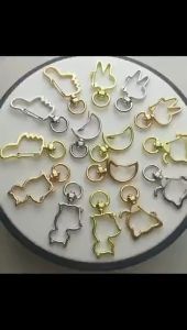 Cute Keychain Gold Silver Keychains Cartoon Cat Keychains DIY Crochet Accessories Rantai Kunci Berkualiti 金色银色钥匙扣圈