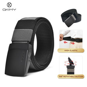 OKIMY Men Sports Belt High Elastic Nylon Belt Outdoor Nylon Belt Adjustable Belt Rotating Buckle Nylon Waistband Double-Sided Two-Color Belt Youth Sports Canvas Pant Belt