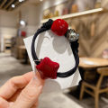 Deep Red Star Hair Ties Women's Half Bun Headwear Dongdaemun Korean Style Fashionable Hair Accessories Elastic Hair Bands. 
