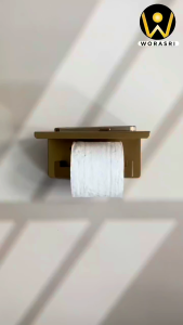 WoraSri BF3963 2 IN 1 ที่ใส่ทิชชู่ม้วนเล็กพร้อมชั้นวางมือถือในห้องน้ำ สีทองเฉดเข้ม ผิวด้าน สแตนเลส 201 ก 19 ซม. ส 8 ซม.