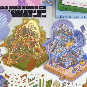 สติ๊กเกอร์ DIY รูปสัตว์การ์ตูนป่า Fun World 3D Miniature Landscape สำหรับเด็ก