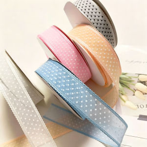 Ins Style Lace Polka Dot 2.0M Ribbon Decoration Ribbon Handmade Diy Bouquet Japanese Bow Hair Accessories Decoration Cute Gift