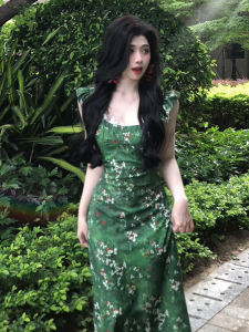 Itawina | Summer Floral Print Off Shoulder Long Dress Womens Beach Vacation Sleeveless Beautiful Maxi Skirt High Waist Polyester Fiber