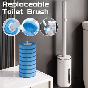 Long Handle Toilet Brush with 8PCS Disposable Replacement Head Cleaning Kit For Wall-mounted Bathroom Wc Accessories