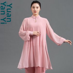 Elegant Double Layer Silver Sanded Tai Chi Costume