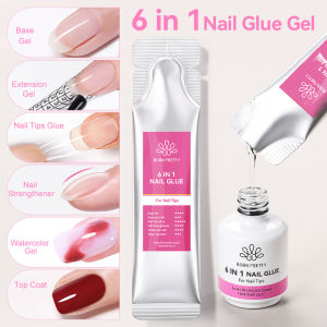 BORN PRETTY 15g 6 In 1 Nail Glue Gel Set 1/2/4/6PCS For False Nail Tips Acrylic Strengthener Press On Nails Manicure Nail Tools