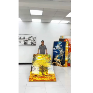 Tranh treo tường 3D Cây Kim Tiền Phát Tài Lộc LED Tráng Gương Cao Cấp - Tranh Decor Phong Thủy Trang Trí Phòng Khách