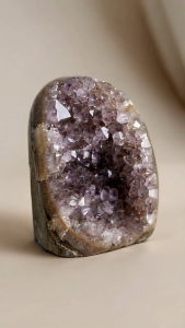 Natural Brazilian Amethyst Crystal Cluster Geode | Light Purple Raw Gem Stone Decor | Self-standing