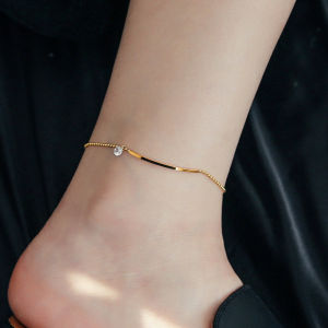 OYJR Anklet Stainless Steel Smile Gelang Kaki Anti Rust Rantai Kaki Vintage Gold Anklet for Woman Jewelry Gift 脚链