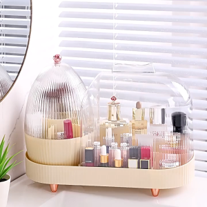 Rak make up kosmetik crystal transparan estetik 360° putar / Rak akrilik penyimpanan skincare body care / Rak tempat penyimpanan kosmetik makeup