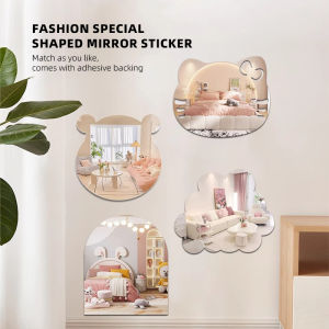 Acrylic Wall Stickers Nordic Style DIY Irregular Lens Cat //Clouds// Various Shape Self-adhesive Lovely Wall Mirror Stickers Frameless Special-Shaped Bathroom Mirror Wall-Mounted